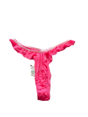 NWT We are HAH Free People Fly Girl Mesh Thong Panty Ruffle Pink